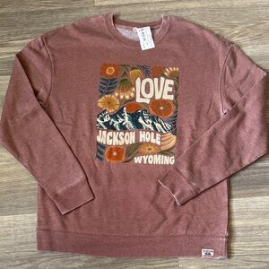 Women's Maroon Sweater with Jackson Hole Print